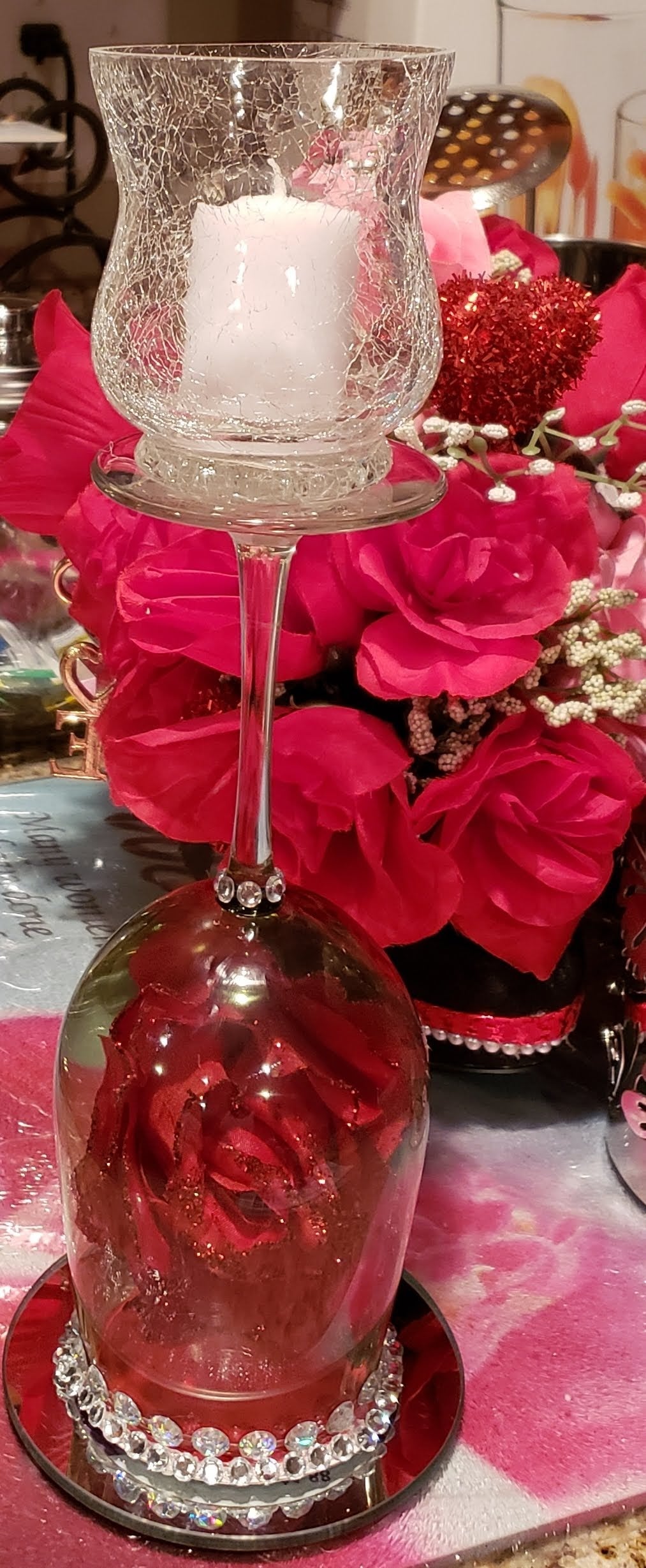 Red rose candle holder